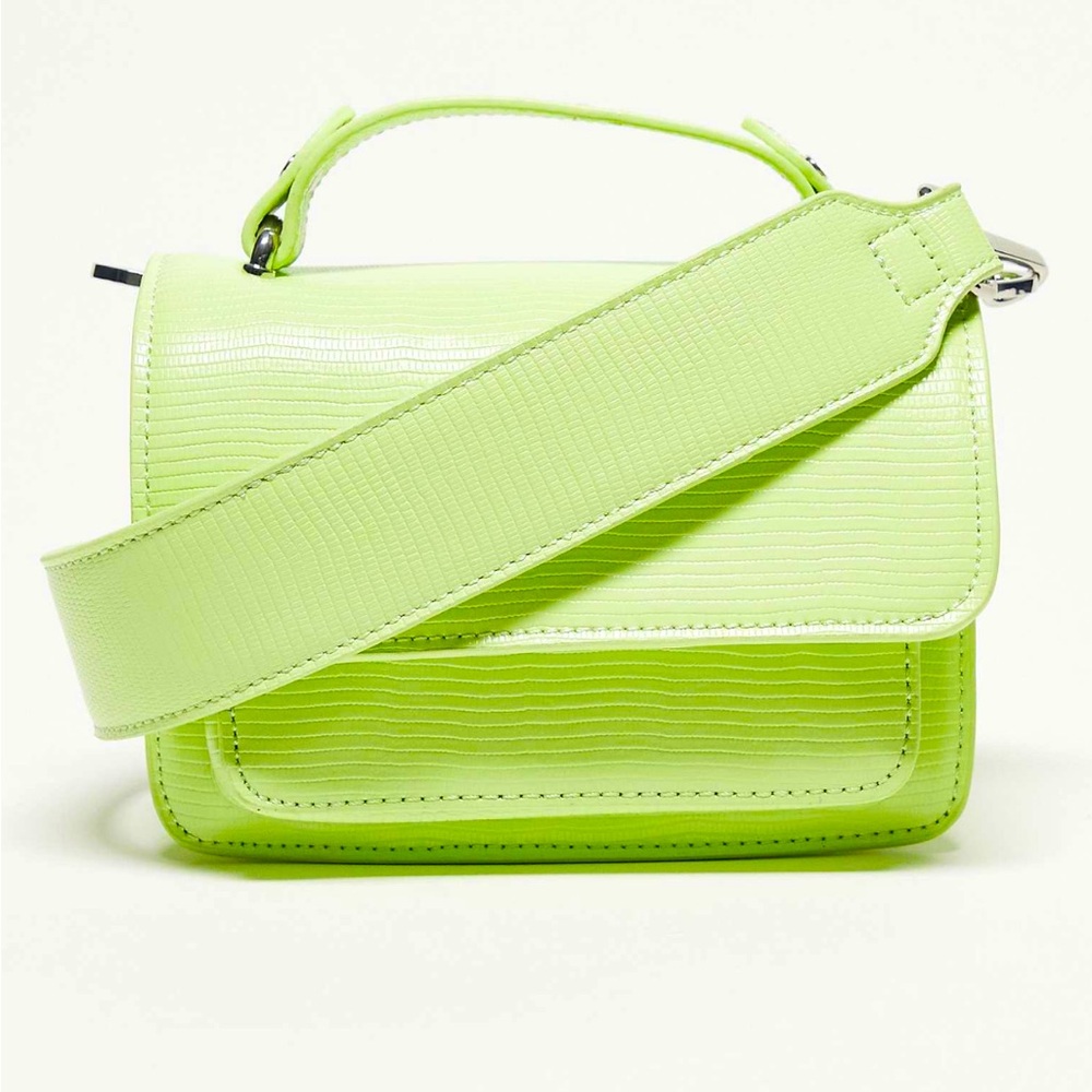 Hvisk Renei mini cross body faux leather bag in lime